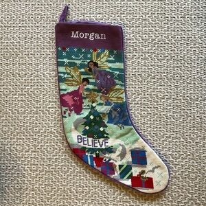 Lands End Needlepoint Christmas Stocking